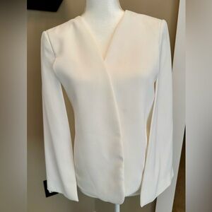 Zara ZW Collection Cape V-Neck Blazer Jacket Ecru White Size M